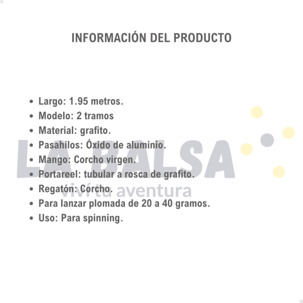 Caña Omoto Black Bass 1.95 metros 2 Tramos - Imagen 2