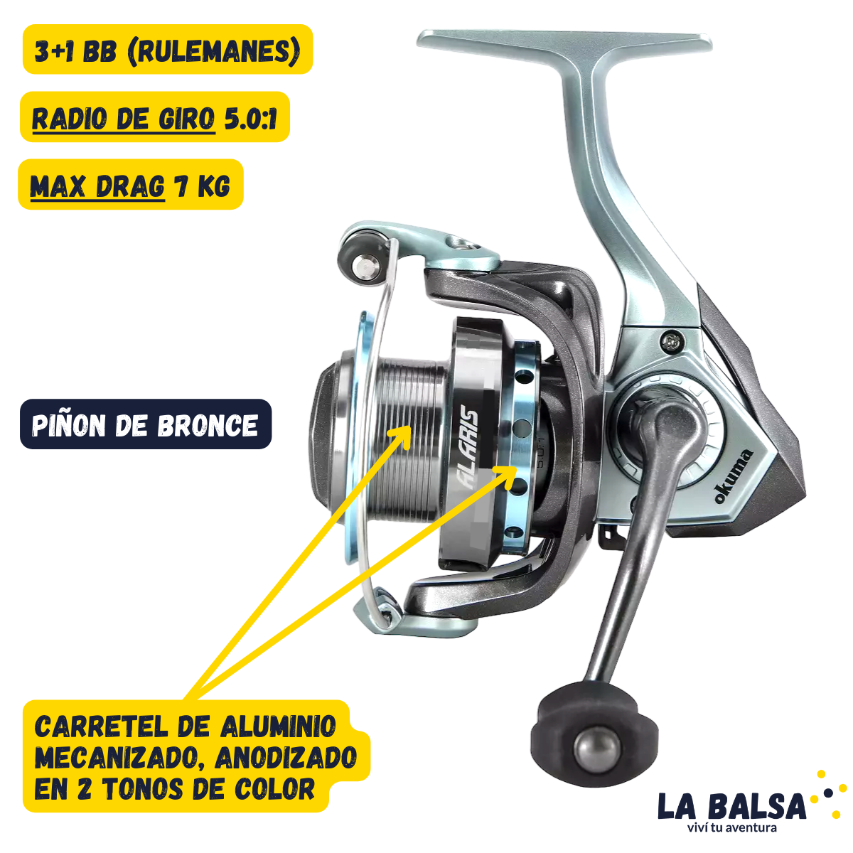 Okuma Alaris Graphite Spinning Reel - 4 Ball Bearing Freshwater Fishing Reel For Beginners