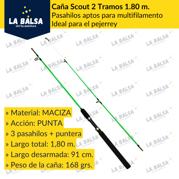 Caña Scout 2 Tramos 1.80 m. VERDE