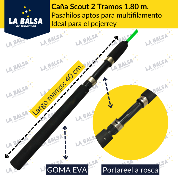 Caña Scout 2 Tramos 1.80 m. VERDE - Imagen 2
