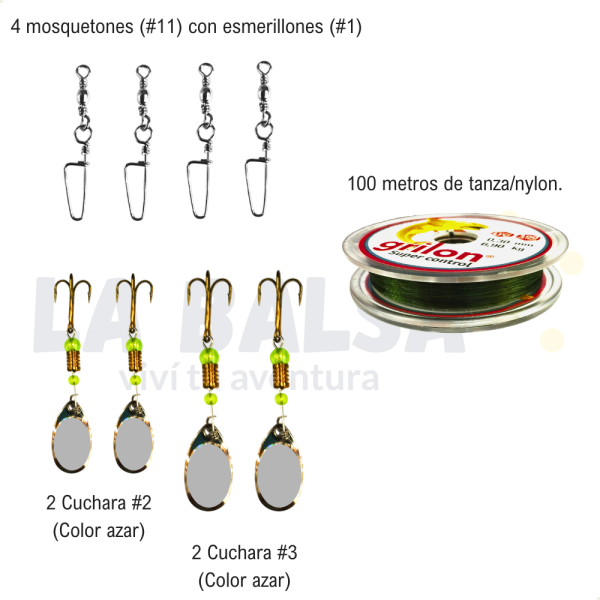 Kit de pesca completo con caña, reel y caja con 8 accesorios