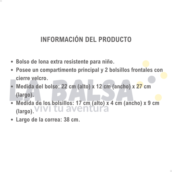 Bolso Morral Pesca Niño - Lona Extra Resistente - Imagen 2
