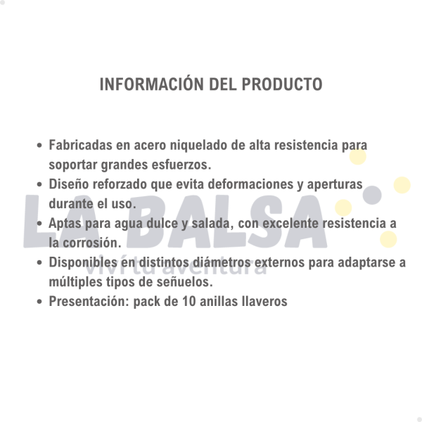 Pack 10 Anillas Llavero Para Señuelo Y Cucharas - Imagen 2