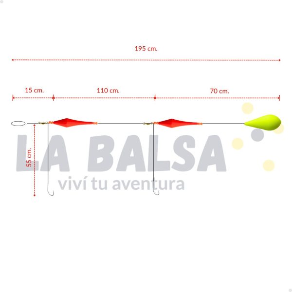 Chirimbolo Pesca 2 Boyas Rombo 11.5 cm + Puntera - Imagen 3