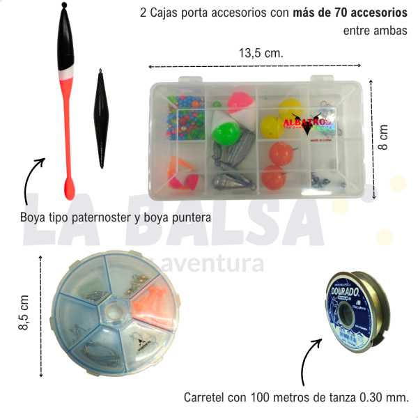 Combo Caña 2 Tramos Rover 1.80 + Reel Eagle + Accesorios - Imagen 10
