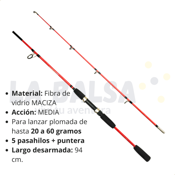 Combo Caña 2 Tramos Rover 1.80 + Reel Eagle + Accesorios - Imagen 3