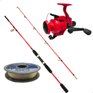 Combo Caña Maciza 1.80m 2 Tramos + Reel + Tanza