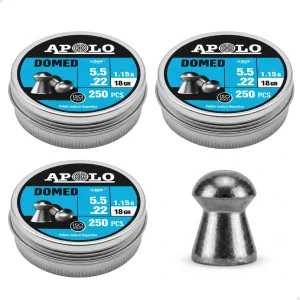 Pack 3 Latas Balines APOLO Domed Calibre 5.5 mm (.22) x 250 Unidades