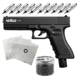 Combo Pistola Disuasiva Apolo G17 Calibre .50 Co2 Polímero
