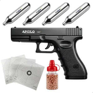 Combo Pistola Apolo MK1 Calibre 4.5 mm. Co2 Polímero